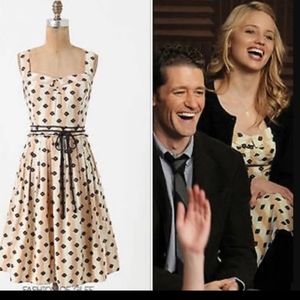 Maeve Cotton Embroidered Tassel Floral Tie Waist Pleated Mini Dress 8 Women